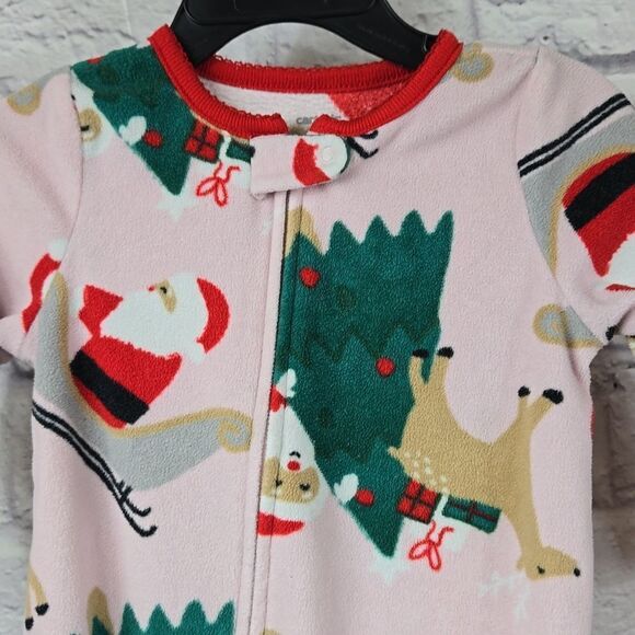 Carter's Baby Girl 12M Sleep & Play Holiday Santa Footie One-Piece Pajama PJs - Picture 2 of 5